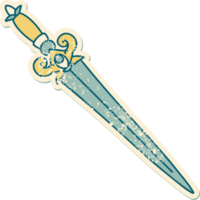 iconic distressed sticker tattoo style image of a dagger png