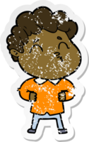 distressed sticker of a cartoon man pouting png