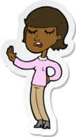 sticker of a cartoon woman ignoring png