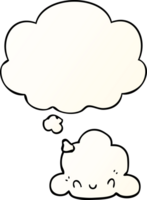 cartoon cloud with thought bubble in smooth gradient style png