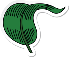 sticker of a quirky hand drawn cartoon blowing leaf png