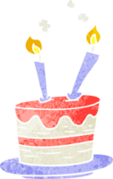 mão desenhado retro desenho animado rabisco do uma aniversário bolo png