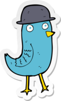 autocollant d'un oiseau bleu de dessin animé portant un chapeau png