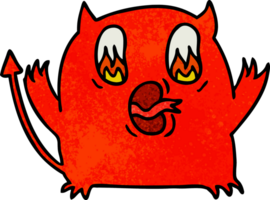 mano dibujado texturizado dibujos animados de linda kawaii rojo demonio png