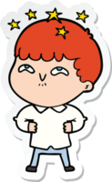 sticker of a cartoon amazed boy png