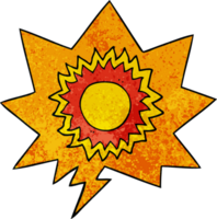 cartoon sun with speech bubble in retro texture style png