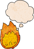 cartoon unhappy flame and thought bubble in grunge texture pattern style png