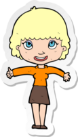 sticker of a cartoon happy girl png