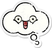 distressed sticker of a cute cartoon thought bubble png