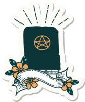 pegatina de libro de hechizos estilo tatuaje png