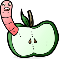 cartoon apple with worm png