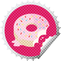 bitten frosted donut round sticker stamp png