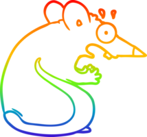 regenbooggradiënt lijntekening cartoon bange muis png