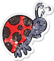 distressed sticker of a cute cartoon ladybug png