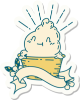 sticker of tattoo style ice cream character png