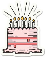 sticker of tattoo style birthday cake png