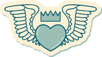 tattoo style sticker of a heart with wings png