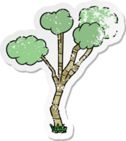 vinheta angustiada de uma árvore esparsa de desenho animado png