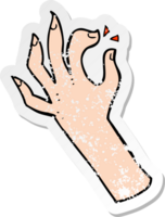 retro noodlijdende sticker van een cartoon hand symbool png