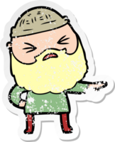 vinheta angustiada de um homem de desenho animado com barba png