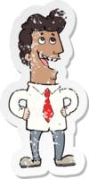 retro distressed sticker of a cartoon businessman png