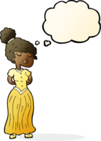 cartoon pretty victorian woman with thought bubble png