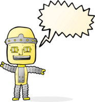 cartoon waving robot with speech bubble png