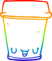 rainbow gradient line drawing cartoon coffee cup png