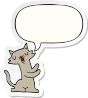 gato de desenho animado e adesivo de bolha de fala png