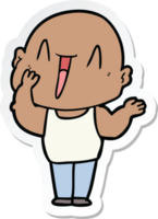 sticker of a happy cartoon bald man png