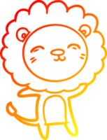 warm gradient line drawing cartoon lion png