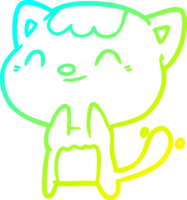 linha de gradiente frio desenhando um gatinho feliz e fofo png