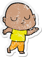 distressed sticker of a cartoon bald man png