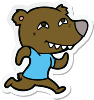 sticker of a cartoon bear running png