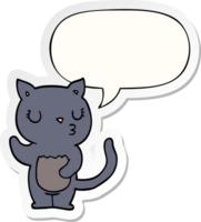 cute cartoon cat and speech bubble sticker png