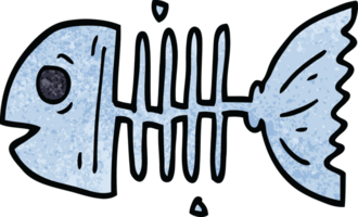 cartoon doodle fish bones png