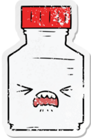 distressed sticker of a cartoon pill jar png