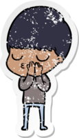 distressed sticker of a cartoon calm boy png