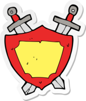 sticker of a cartoon shield and swords png