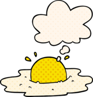 cartoon fried egg and thought bubble in comic book style png