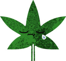 hoja de marihuana de dibujos animados de estilo de ilustración retro png