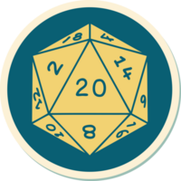 tattoo style sticker of a d20 dice png
