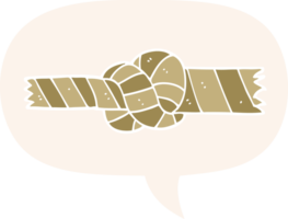 cartoon knotted rope and speech bubble in retro style png