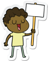 sticker of a laughing cartoon man with black signpost png