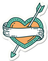 tattoo style sticker of an arrow heart and banner png