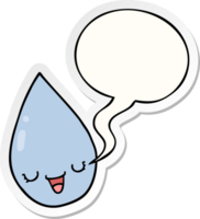 gota de chuva de desenho animado e adesivo de bolha de fala png