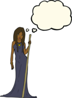 cartoon sorceress  with thought bubble png