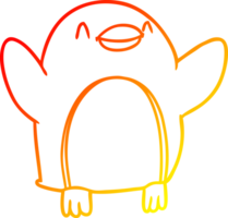 caldo gradiente disegno cartone animato pinguino che salta di gioia png