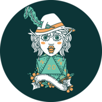 elf bard with natural twenty dice roll icon png