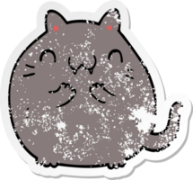 distressed sticker of a happy cartoon cat png